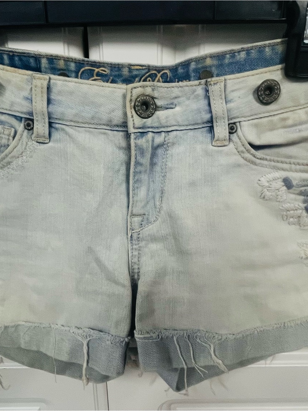 Light Wash Distressed Denim Women’s Shorts
